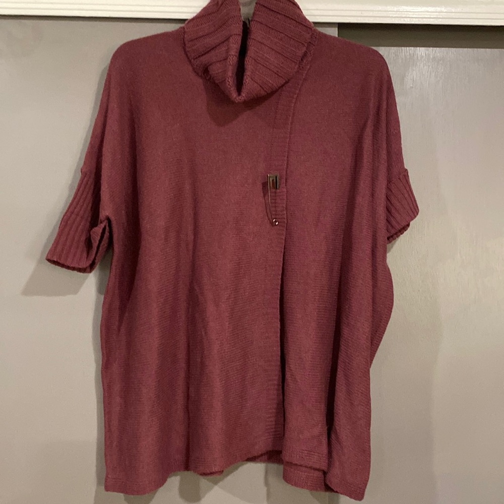 Cynthia Rowley purple knit top turtleneck short sleeve size small